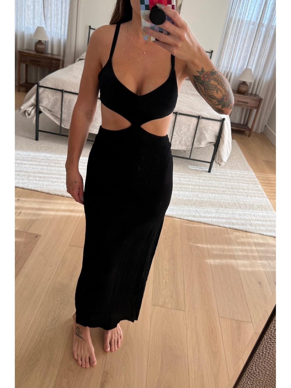 NWT Reformation Alsie Dress Black Cutout Side Slit Midi Dress Size 2